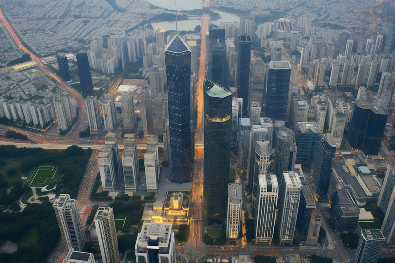 航拍高速发展的高楼大厦的城市夜景,高清,摄影图,摄影图片,图片大全,摄影图免费下载